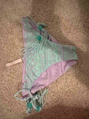 Victoria's Secret teal and purple reversible side-tie bikini bottom